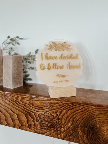 Decoraţiune personalizată botez Gold Flower