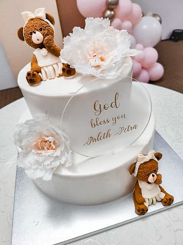 Topper tort personalizat clear - God bless you