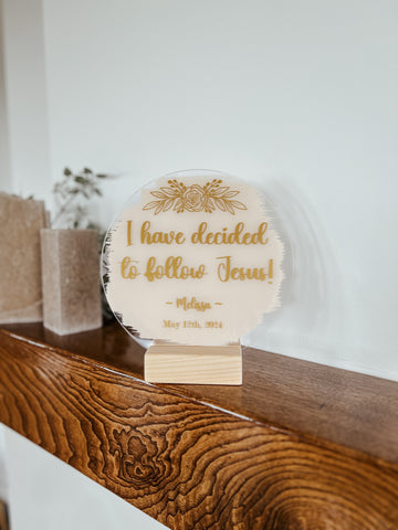 Decoraţiune personalizată botez Gold Flower