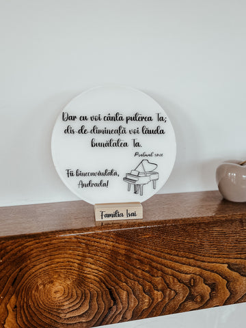 Decoraţiune acrilică personalizată Piano- Psalmul 59:16