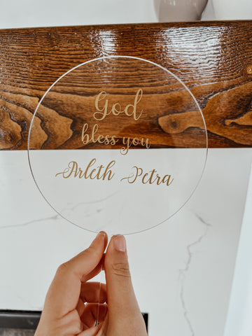 Topper tort personalizat clear - God bless you