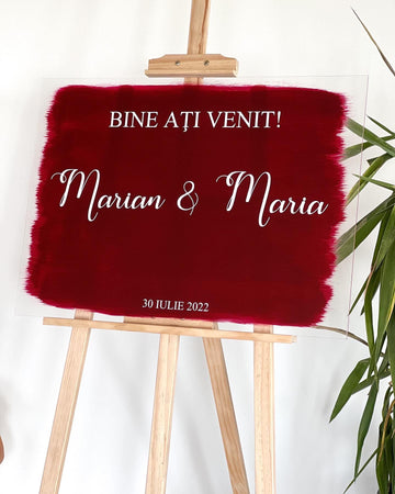 Panou întâmpinare invitați Burgundy