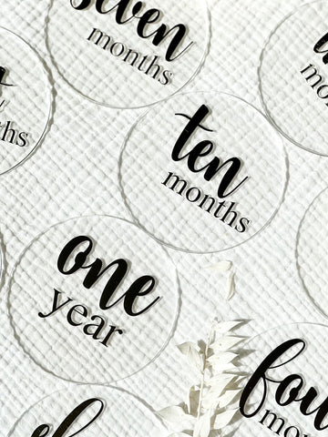 Set 12 carduri de tip Milestone pentru poze - Clear & Black Minilulla