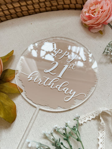 Topper tort personalizat - Birthday Beige