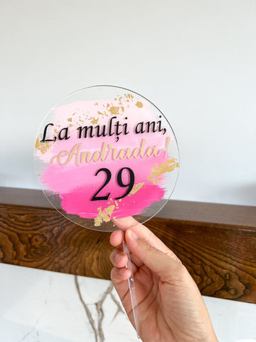 Topper tort personalizat - Pink