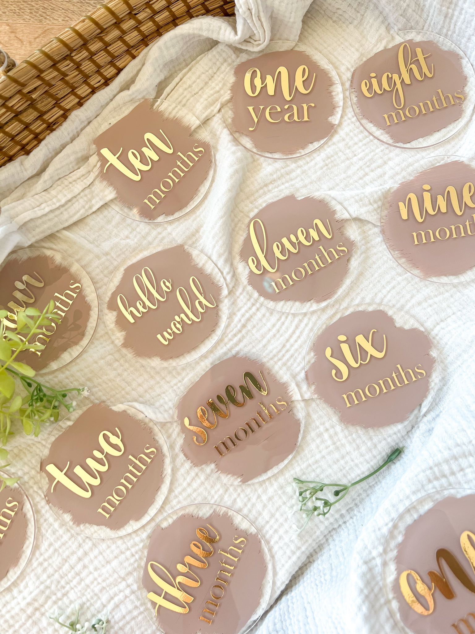 Set 13 carduri de tip Milestone pentru poze - Beige MINILULLA